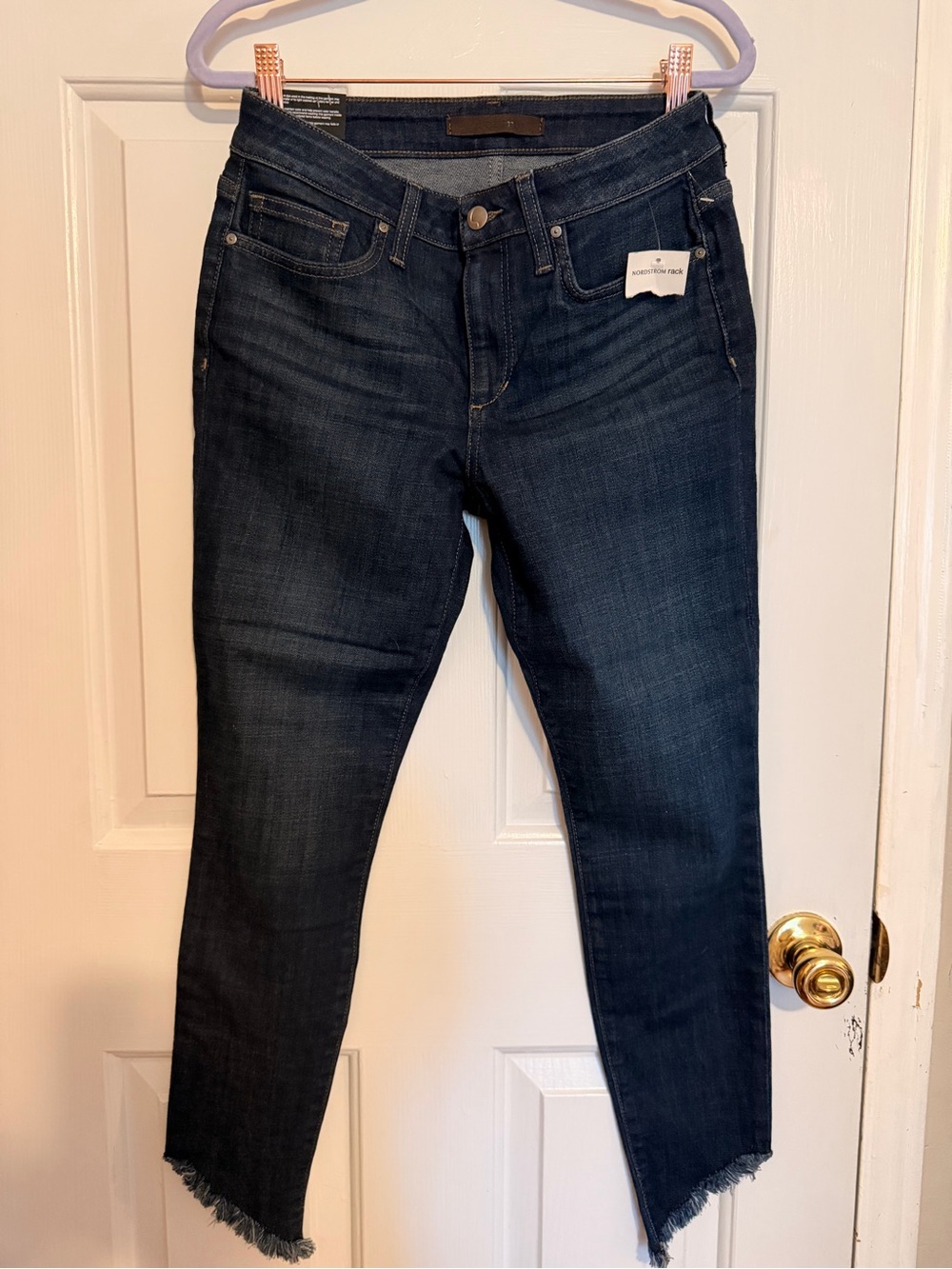 Women's Joe’s Jeans Dark Indigo Skinny Ankle Jeans with Frayed Hem